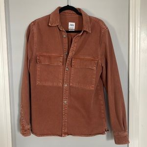 Zara peach colored relaxed fit overshirt